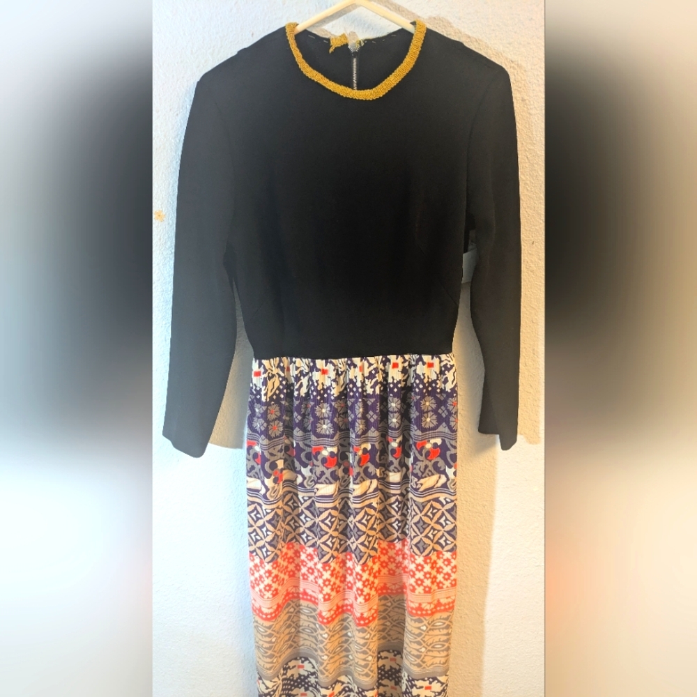 1970s Psychedelic Hostess Maxi Dress